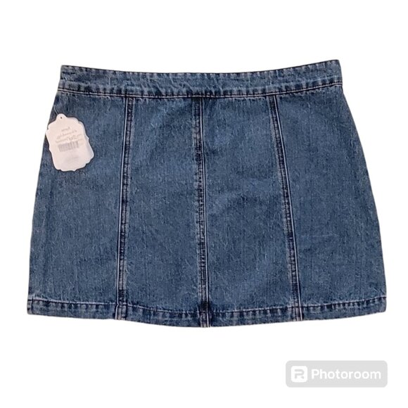 Altar’d State Monana Classic Full Zip Medium Wash Denim Mini Skirt Sz Large NEW - Picture 4 of 12